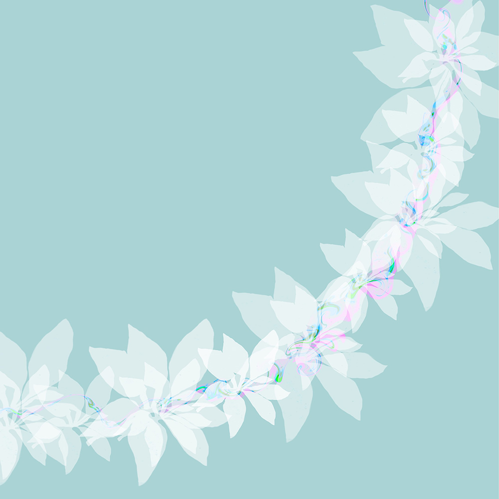 White Flower String on Blue